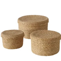 Panier rond en algues marron Sophy M - Ø 20 x H 12 cm