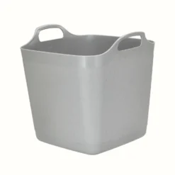 Panier souple carré coloris gris en plastique - 25 L