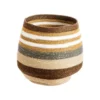 Panière rayée multicolore à base rétrécie en osier petit modèle - Ø 30 x H 28 cm