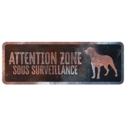 Panneau d'avertissement rottweiler coloris noir en métal galvanisé D&D Home - 40 x 13 X 0,3 cm