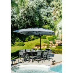Parasol déporté carré coloris anthracide - 300 x 300 cm