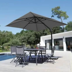 Parasol déporté carré coloris gris - 300 x 300 cm