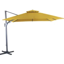 Parasol déporté carré coloris jaune curry - 300 x 300 cm