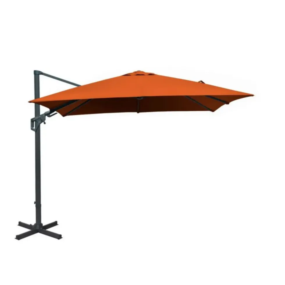 Parasol déporté carré en aluminium coloris brique - 300 x 300 cm