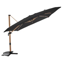 Parasol déporté carré en aluminium coloris beige - 300 x 300 cm