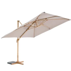 Parasol déporté carré en aluminium coloris taupe - 300 x 300 cm