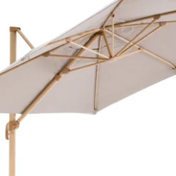 Parasol déporté carré en aluminium coloris taupe - 300 x 300 cm