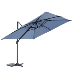 Parasol déporté carré en toile coloris bleu - 300 x 300 cm