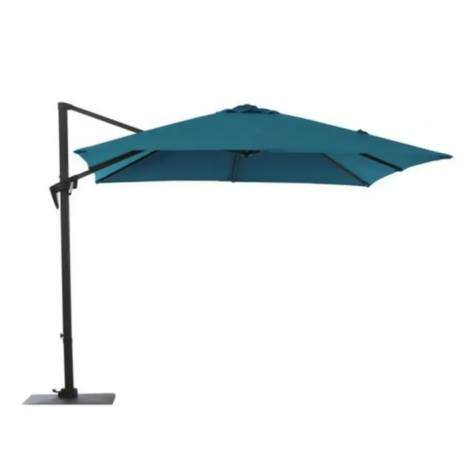 Parasol déporté rectangulaire en aluminium coloris bleu - 300 x 400 cm