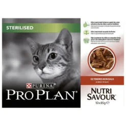 Patée pour chat stérilisé nutrisavour au bœuf Pro plan 10x85 g