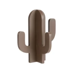 Patère murale cactus coloris chocolat en bois certifié FSC® - 14 x 8 x 17 cm