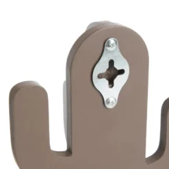 Patère murale cactus coloris chocolat en bois certifié FSC® - 14 x 8 x 17 cm