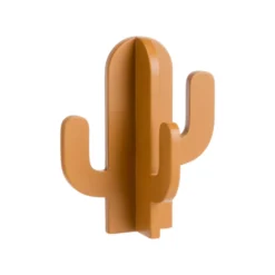 Patère murale cactus coloris caramel en bois certifié FSC® - 14 x 8 x 17 cm