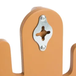 Patère murale cactus coloris caramel en bois certifié FSC® - 14 x 8 x 17 cm