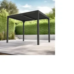 Pergola bioclimatique coloris gris en aluminium - 2,4 x 3 m
