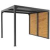 Pergola bioclimatique coloris gris en aluminium et bois - 2,4 x 3 m