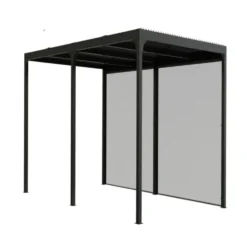 Pergola bioclimatique coloris gris en aluminium - 3,6 x 5,98 m