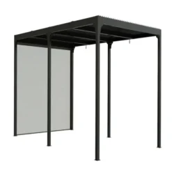 Pergola bioclimatique coloris gris en aluminium - 3,6 x 5,98 m