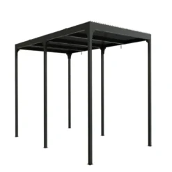 Pergola bioclimatique coloris gris en aluminium - 3,6 x 5,98 m