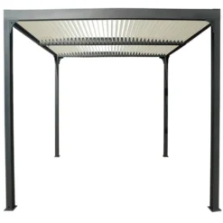 Pergola bioclimatique coloris gris en aluminium - 3,6 x 3 m