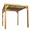 Pergola coloris beige en bois traité très haute température - 3,41 x 6,14 m