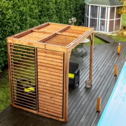 Pergola coloris beige en bois traité très haute température - 3,13 x 2,34 m
