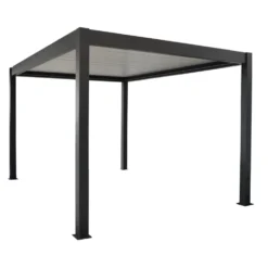 Pergola rectangulaire autoportée motorisée bioclim avec LED Zephir coloris gris - 3 x 4 m