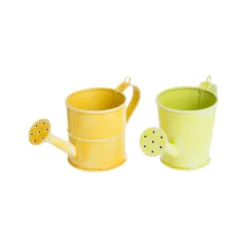 Petit arrosoir pour baby plantes en métal jaune/vert x 2 - 14 x 7 x 9 cm