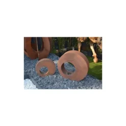 Photophore bulle en métal effet rouille coloris marron 40 cm