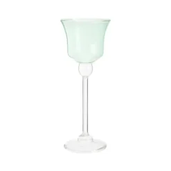Photophore forme tulipe en verre vert - Ø 8,5 x H 22 cm