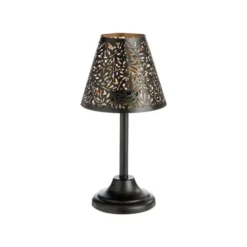 Photophore lampe en métal noir et or - Ø 12 x H 24 cm