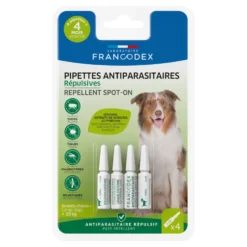 Pipettes antiparasitaires répulsives pour grand chien de plus de 20 kg Francodex - 4 x 2 ml
