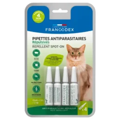 Pipettes antiparasitaires répulsives pour chat Francodex - 4 x 1 ml