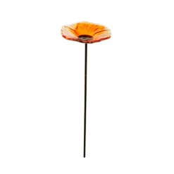 Pique de jardin en verre forme fleur couleur - Ø 8 x H 31 cm