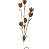 Pique de jardin fer bouquet coloris marron en fer - 26 x 13 cm