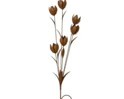 Pique de jardin fer bouquet coloris marron en fer - 26 x 13 cm