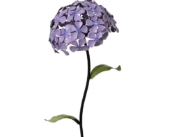 Pique de jardin fer hortensia coloris violet en fer - 24 x 24 cm