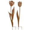 Pique de jardin fer tulipe coloris marron en fer - 13 x 0,5 cm