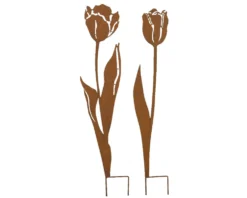 Pique de jardin fer tulipe coloris marron en fer - 13 x 0,5 cm