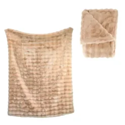 Plaid beige en polyester - 170 x 130 cm
