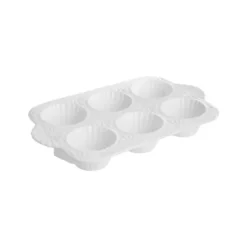 Plaque à 6 muffins en porcelaine blanche - 28 x 17 cm