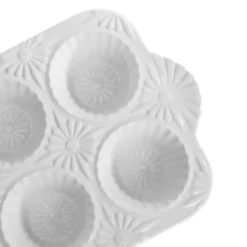 Plaque à 6 muffins en porcelaine blanche - 28 x 17 cm