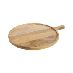 Plateau de service à pizza en bois de manguier naturel - 50,5 x 40,5 x 2,2 cm