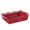 Plat à four rectangulaire Ely coloris rouge en grès - 36 x 21 x 8 cm