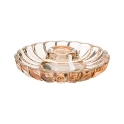 Porte-bougie rond forme coupelle en verre pêche - Ø 11,5 x H 3 cm