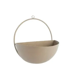 Porte-plante mural forme demi-lune en métal coloris beige - 13,5 x 12 x 25,5 cm