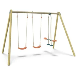 Portique 2 balançoires en bois et métal Trigano - 2,32 m
