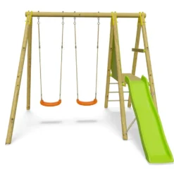Portique 2 balançoires 1 toboggan en bois Trigano - 2,30 m