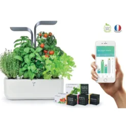 Potager d'intérieur autonome Véritable® CONNECT Infinity Grey - livré avec 4 lingots