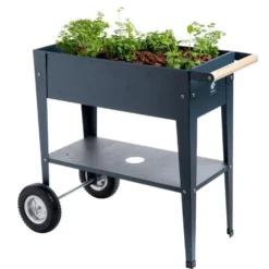 Potager urbain à roulettes anthracite 75x35x80cm
